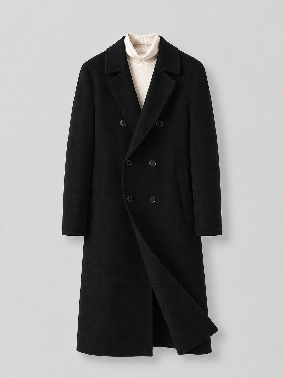 DOUBLE-BREASTED WOOL COAT