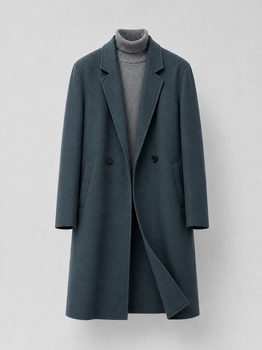 BLUE-GREY WOOL TOPCOAT