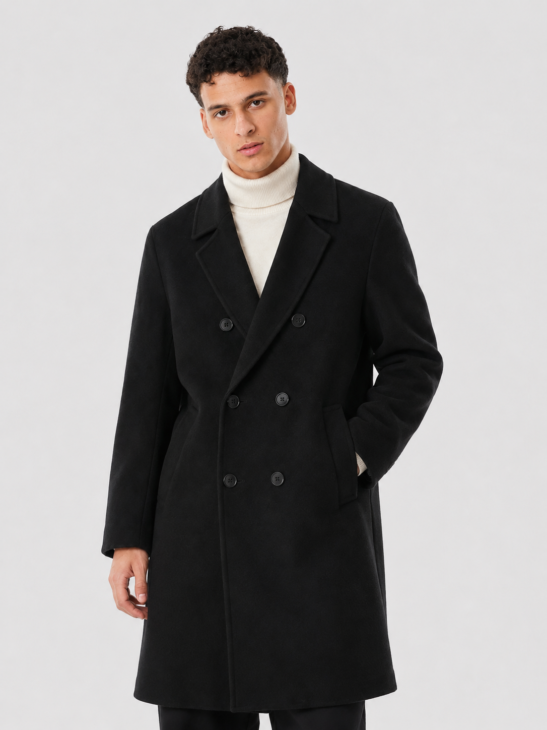 DOUBLE-BREASTED WOOL COAT