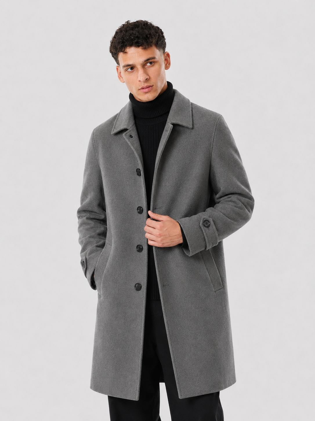 CHARCOAL WOOL OVERCOAT